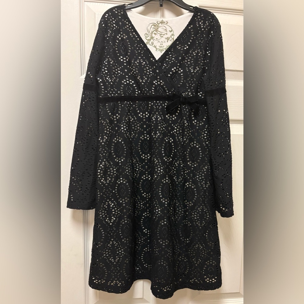 The Children's Place Elegant Black Eyelet Dress